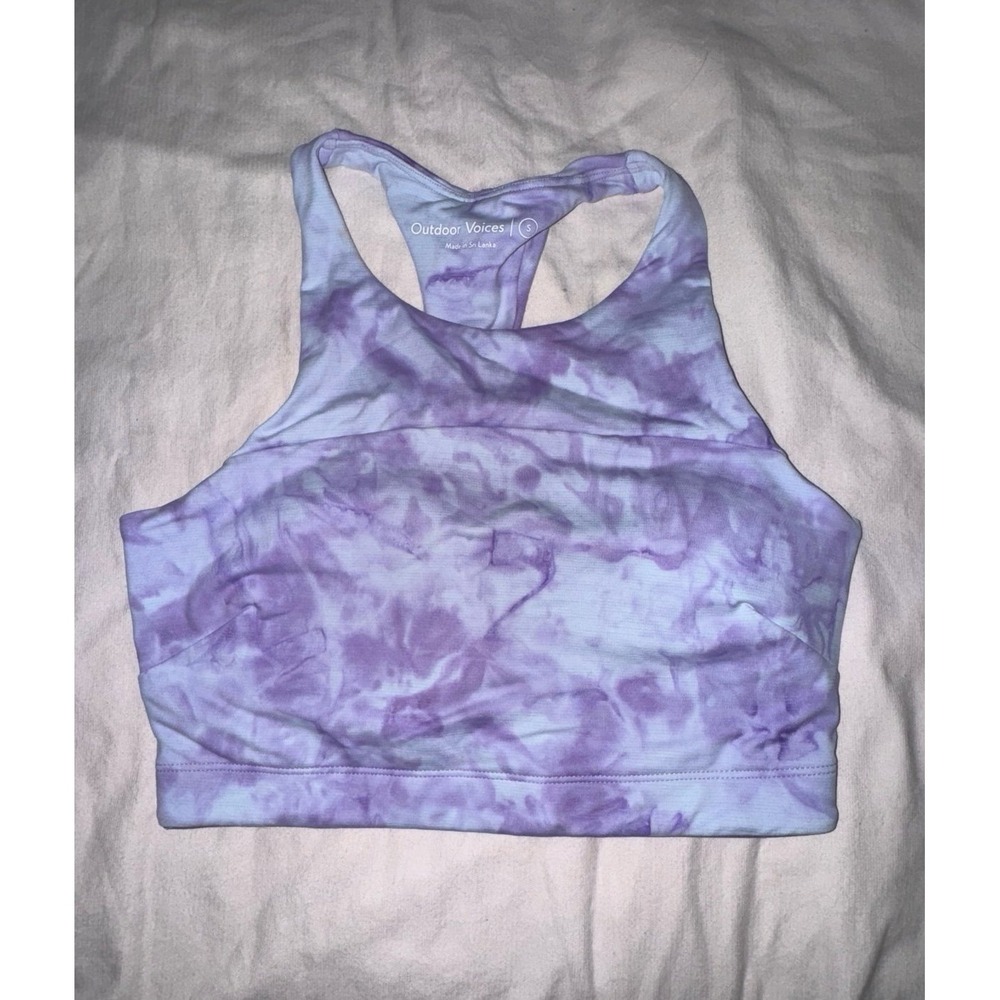 Outdoor Voices lilac purple tie dyed cropped tank racerback sports bra top small